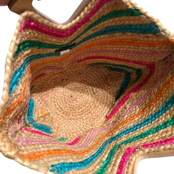 Antik Kraft Colorful Woven  Chevron Jute Tote Bag - Picture 3 of 9